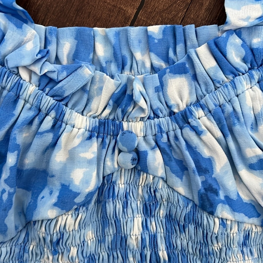 Faithfull the Brand willow roos tie dye blue crop top sweetheart neckline bodice - Picture 5 of 10
